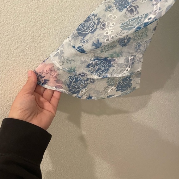 NWT Womens Adelyn Rae Sheer White With Blue Flowers Dress Mini Size XS​​​​​​ - Picture 7 of 12